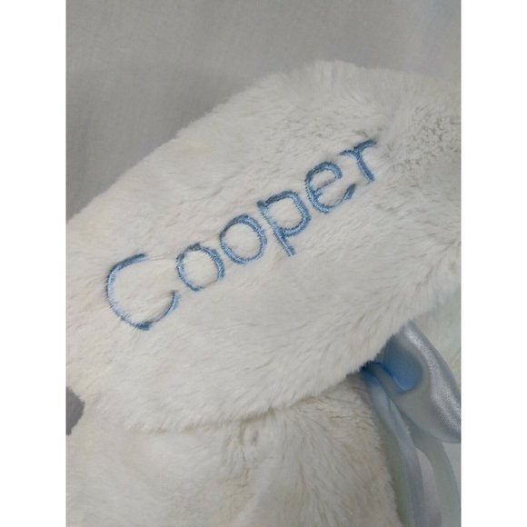 Bearington Collection Personalized Name "Cooper" 17" White/Blue Rabbit plushie - Picture 10 of 12